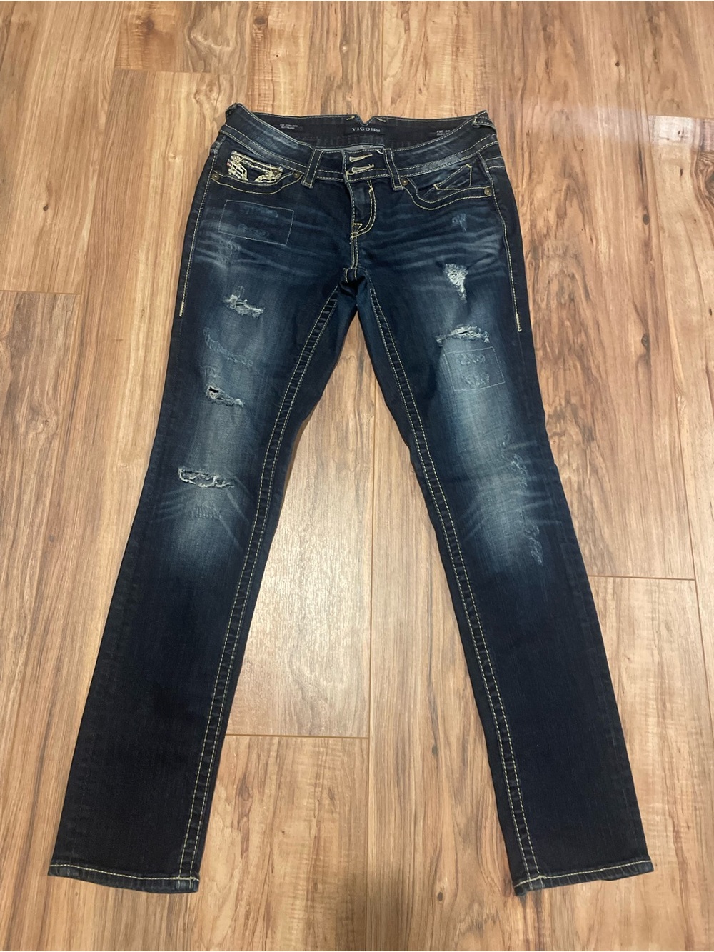 Vigoss Dark Blue Skinny Distressed Jeans